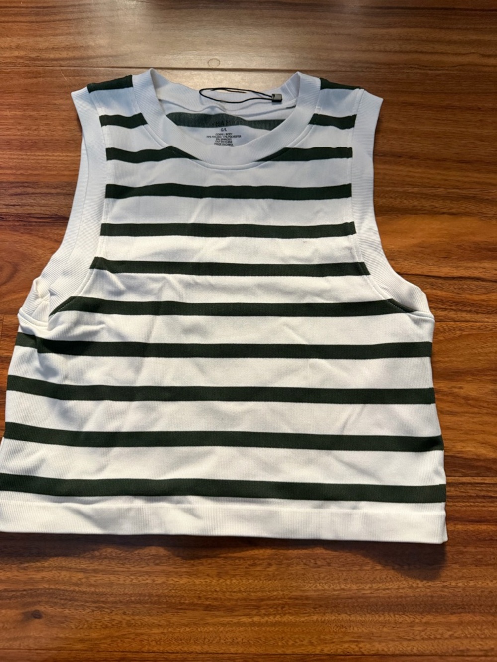 Dynamite White and Dark Green Striped Tank Top